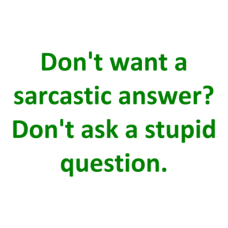 don’t want a sarcastic answer? Don’t ask a stupid question DG0019SRCS